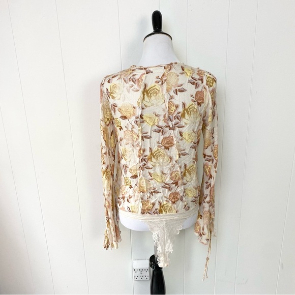 Free People Intimately Everything's Rosy Bodysuit In Tea Combo SZ XS Bell Sleeve - Picture 8 of 16